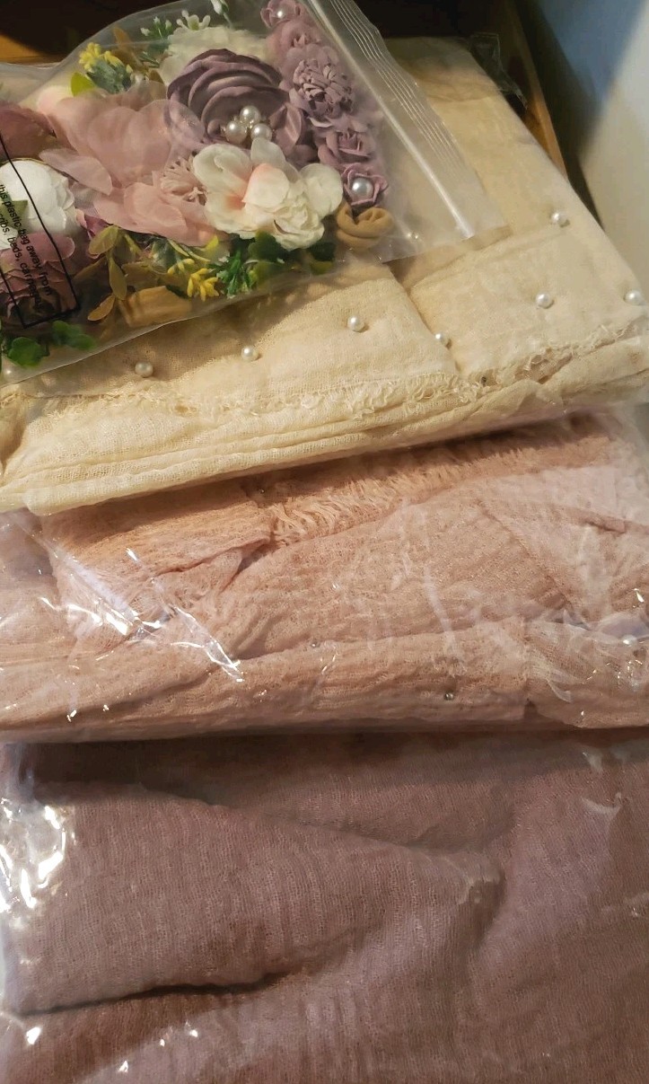 Baby Photo Shoot Props Beautiful Fabric Flower Headbands Pink Cream Lavender 7pc