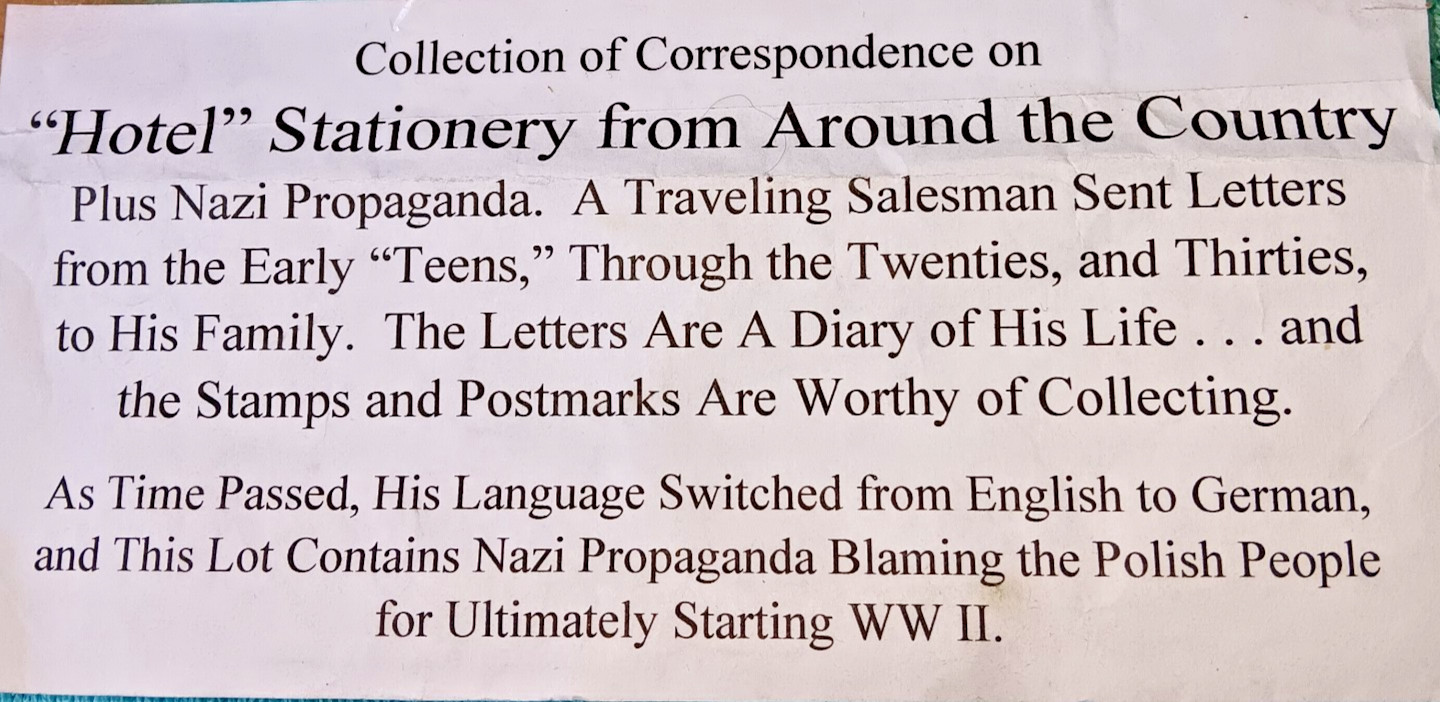 1910 to 1930's letter's from and to Nazi supporter stock #799