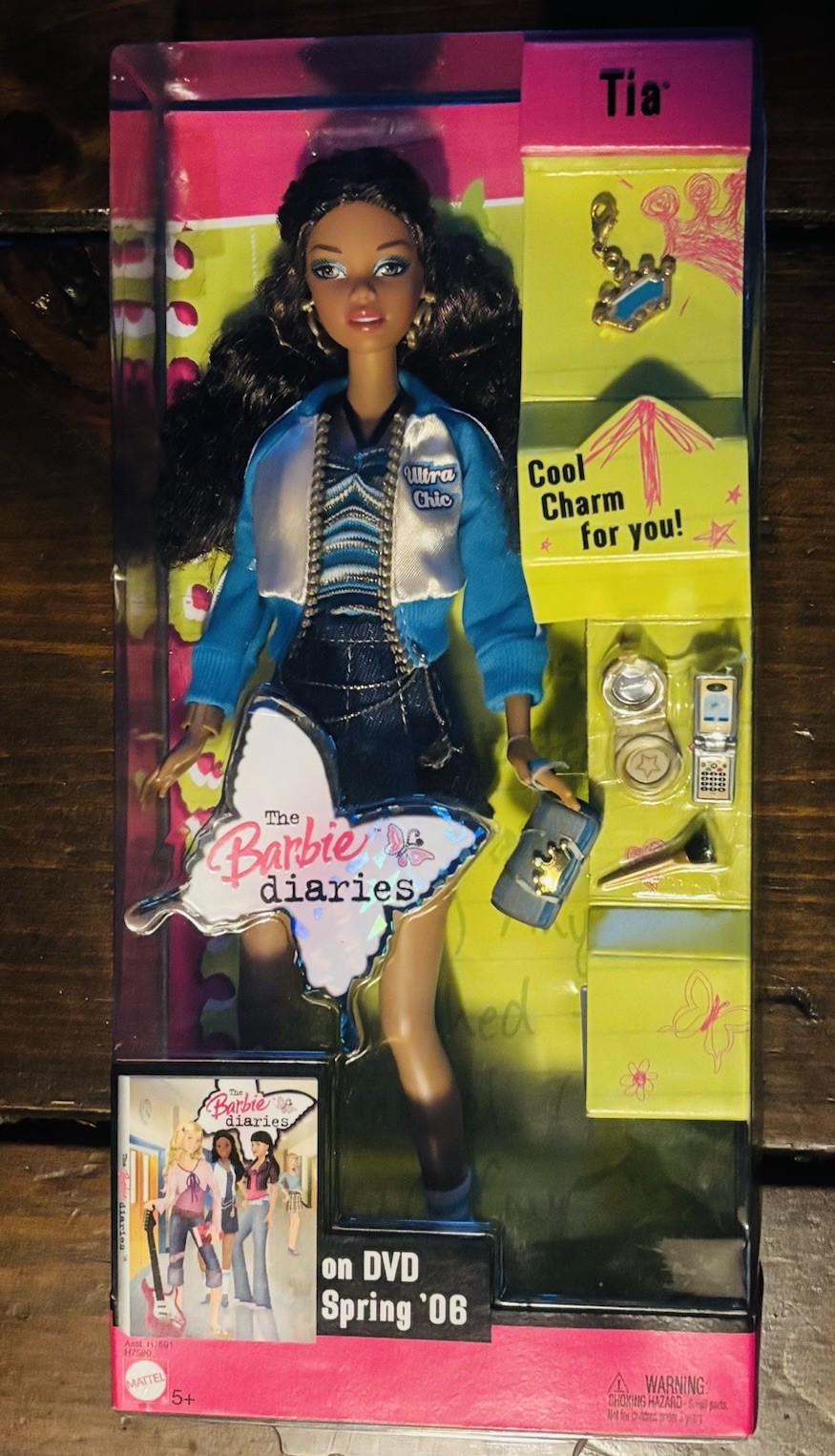 Collectable Tia From The Barbie Diaries 2005 Series Brown Hair Blue Outfit NIB