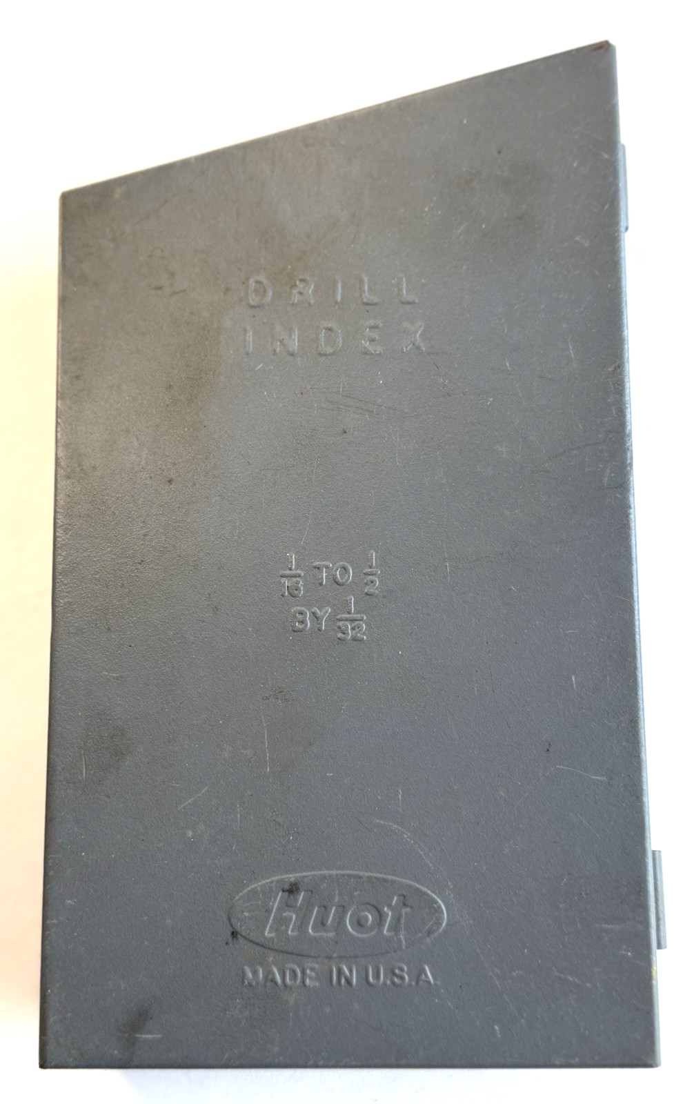 Vintage Drill Bit Holder HUOT 1/16 To 1/2 By 1/32 with assorted bits / used