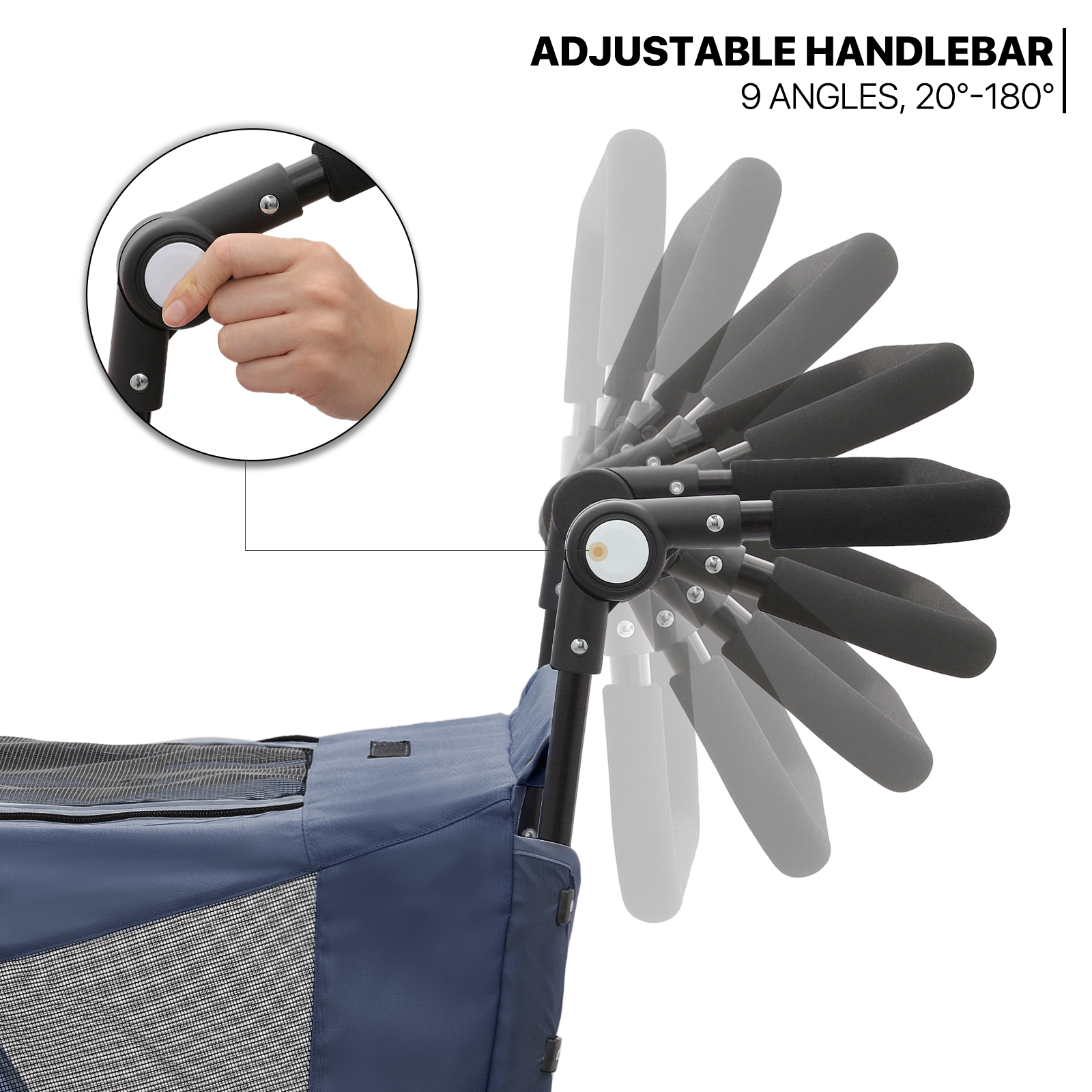 Folding 3-Wheel Dog Stroller Breathable Pet Travel Carrier w/Skylight+Wheel Lock