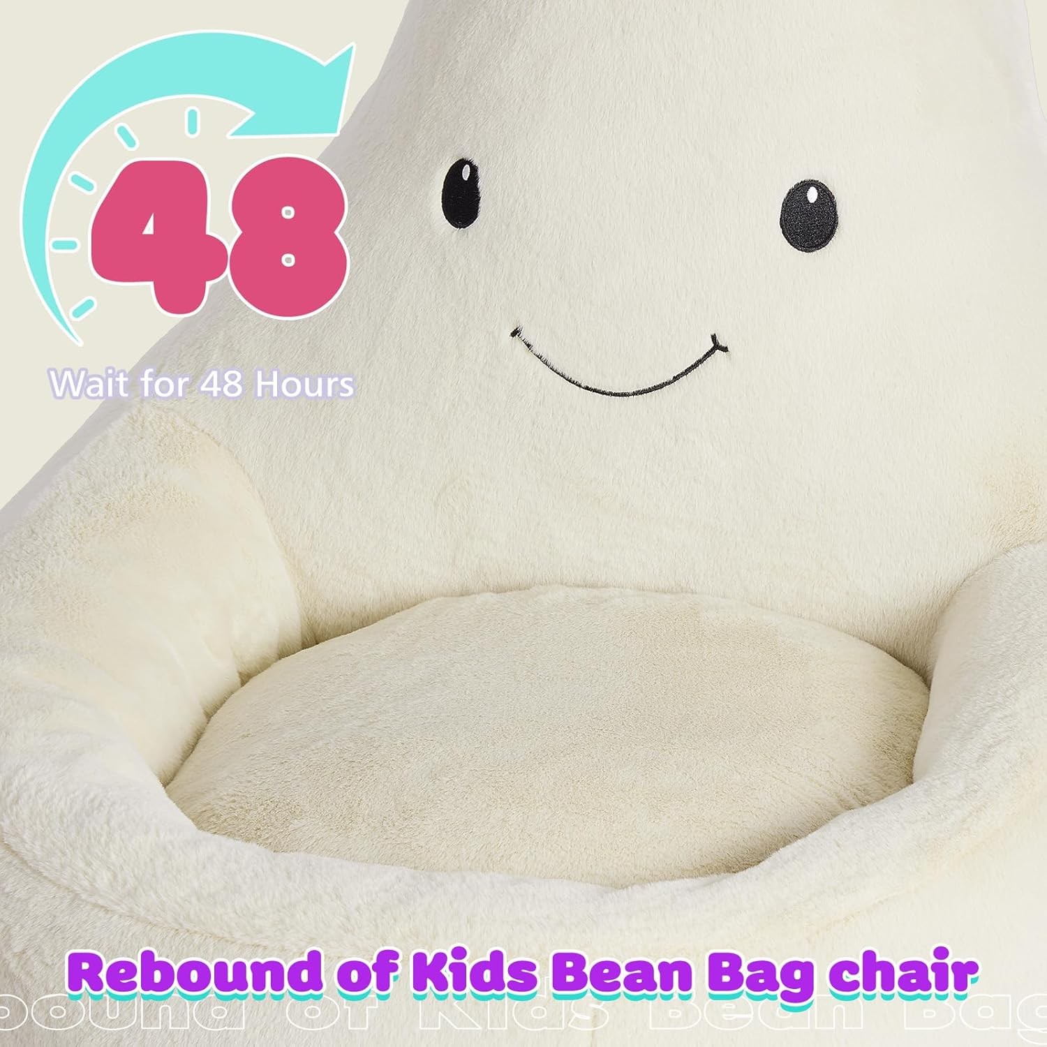 Kids Bean Bag Chair Stuffed Toddler Couch w/ Faux Rabbit Fur Cover for Teens Kid