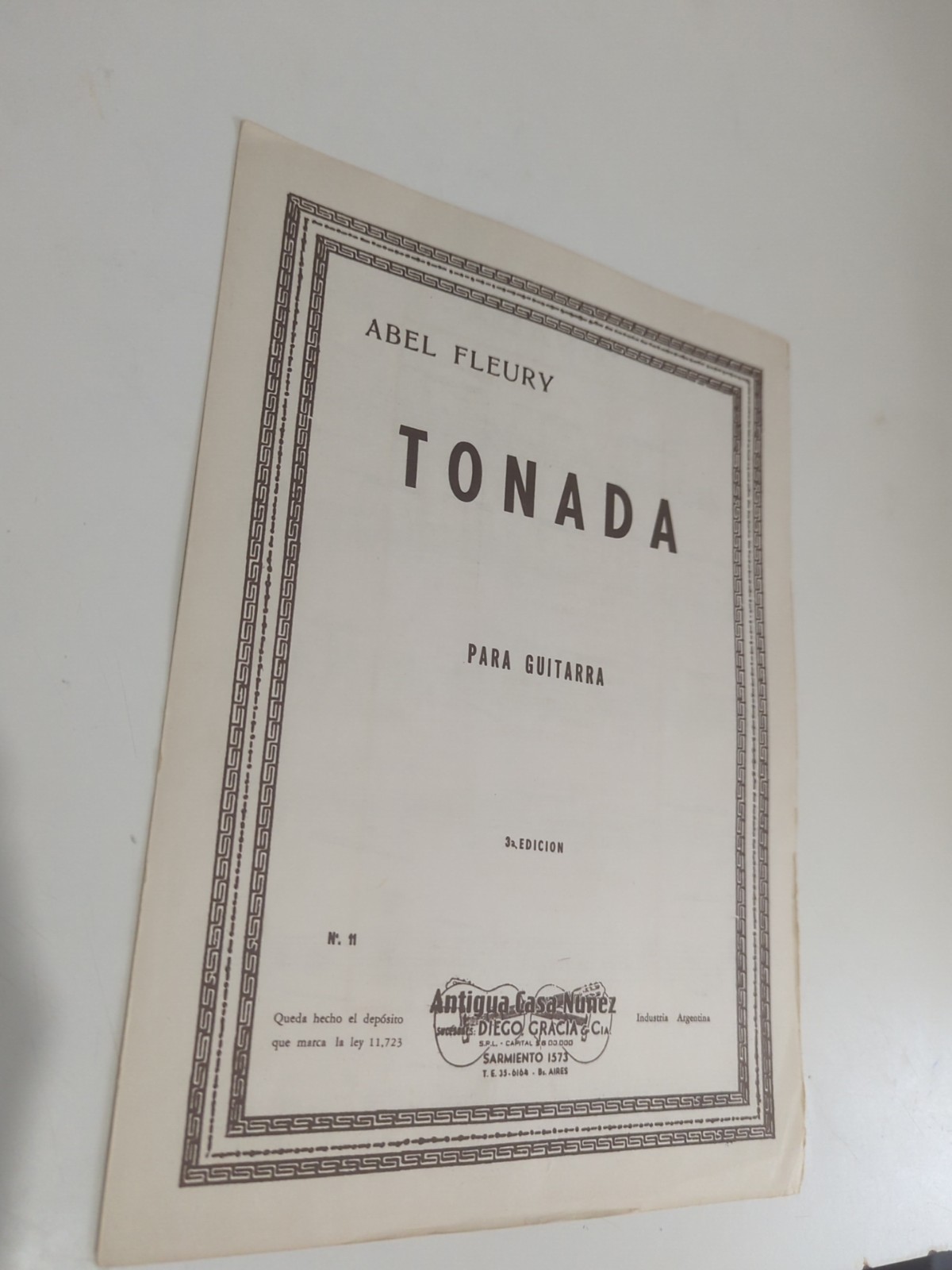 Abel Fleury Tonada For Classical Guitar Rare Sheet Music