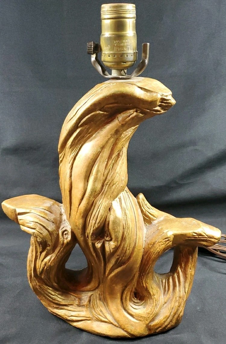 MCM 14" Lamp Base Mid Century Modern Plaster Drift Wood 3D Table Sculpture VTG *