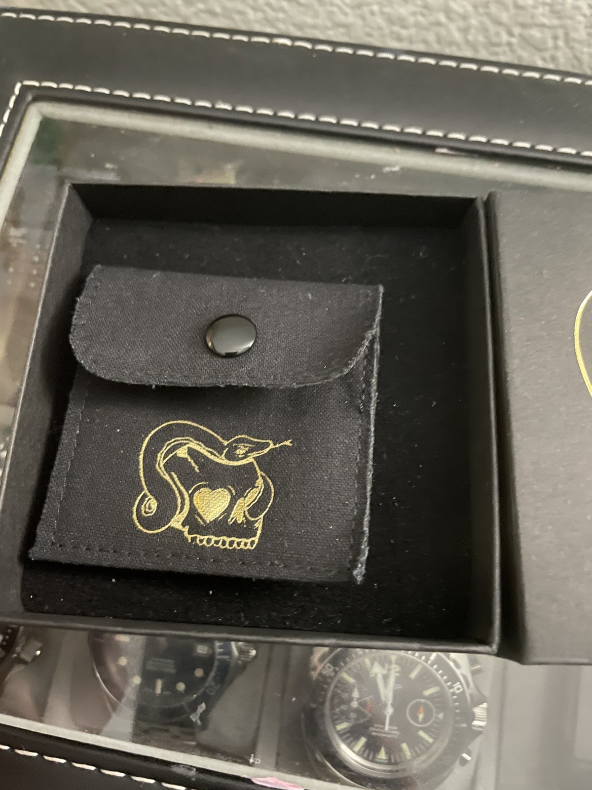 HEART & SERPENT Antique Bloodstone Intaglio Fob in 9 Carat Gold; Circa 1900