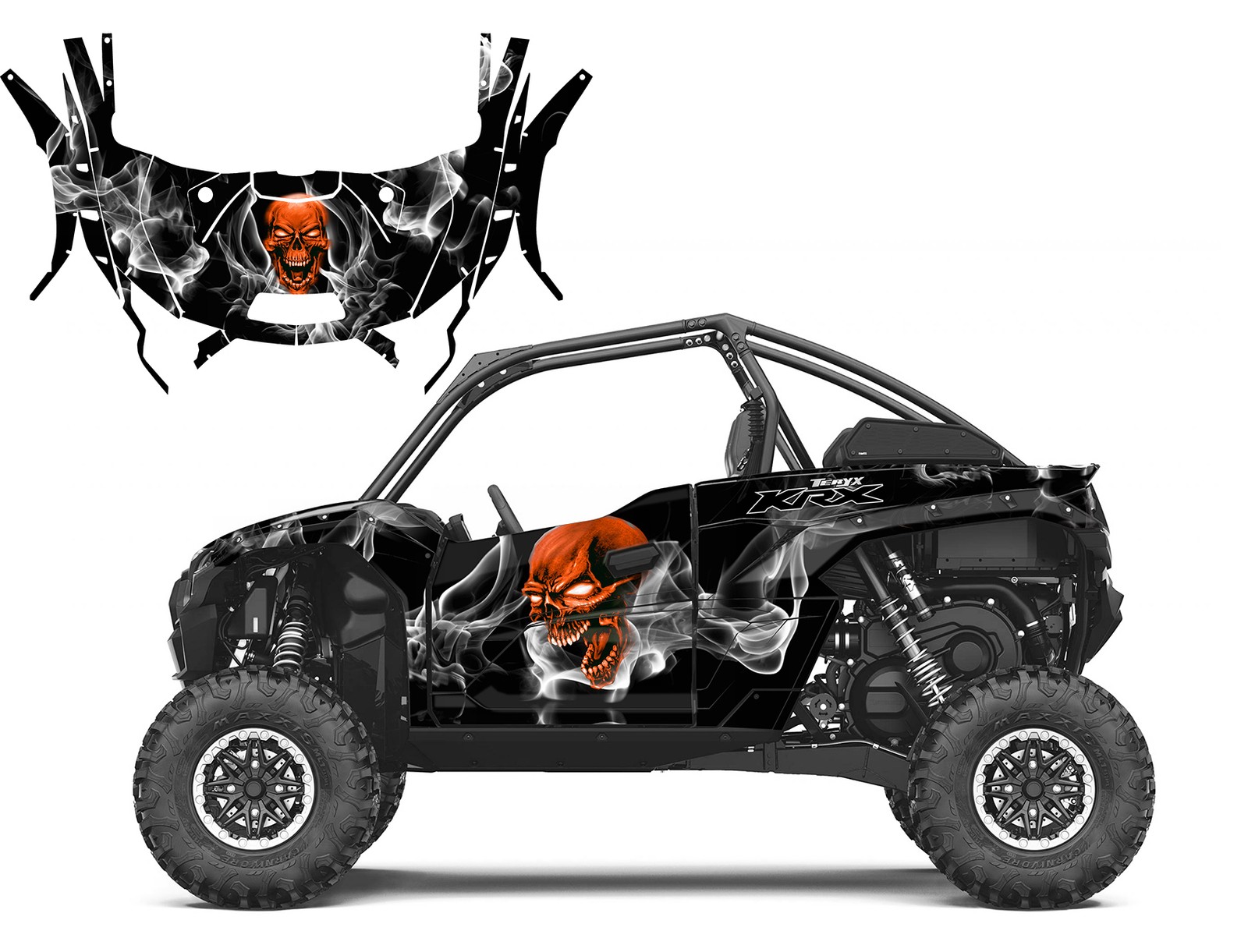 Custom graphic decal kit for Kawasaki KRX 1000 Design #6660 Smokey Skull