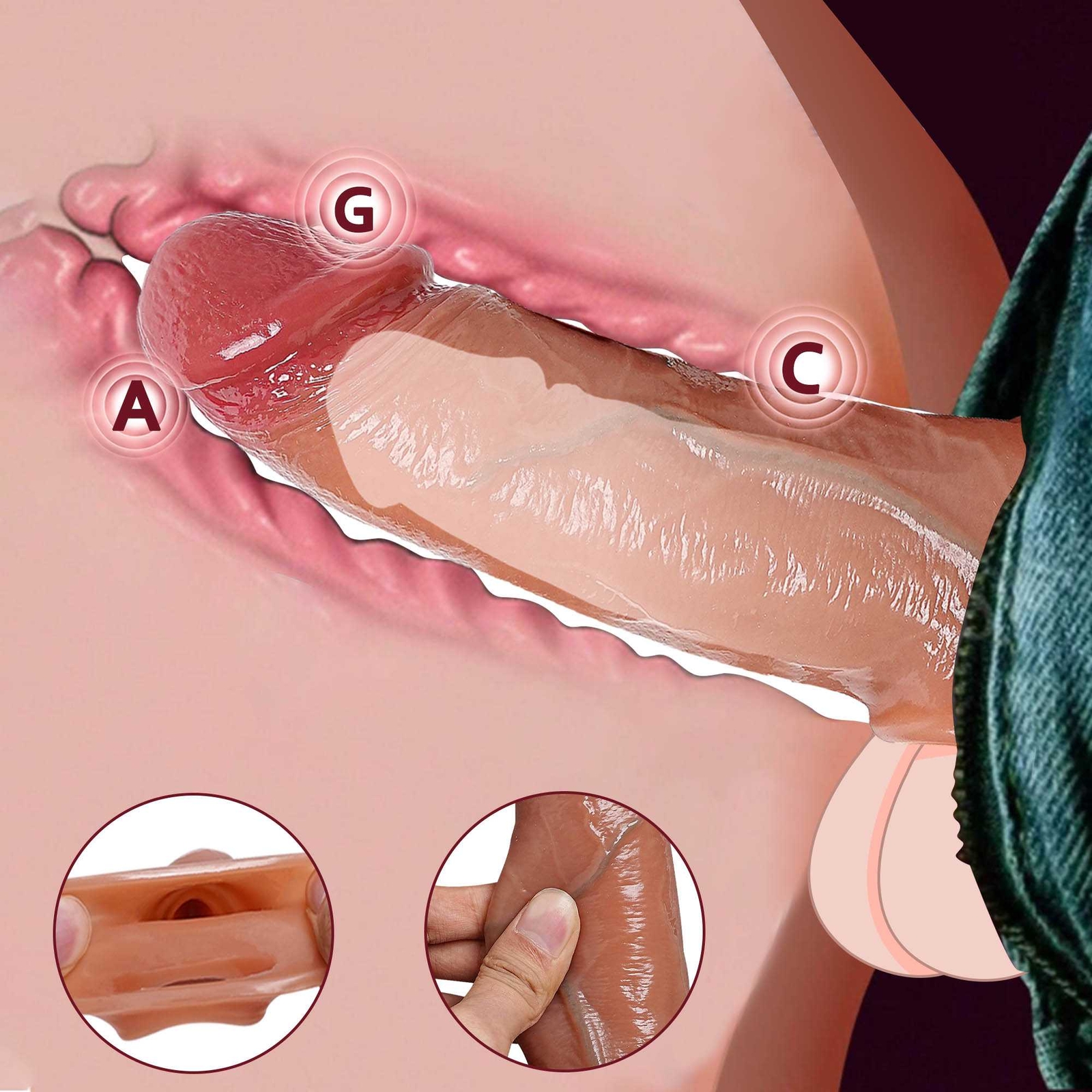 Male Cock Girth Enlarger Enhancer Penis Extension Extender Sheath Sleeve Men SM