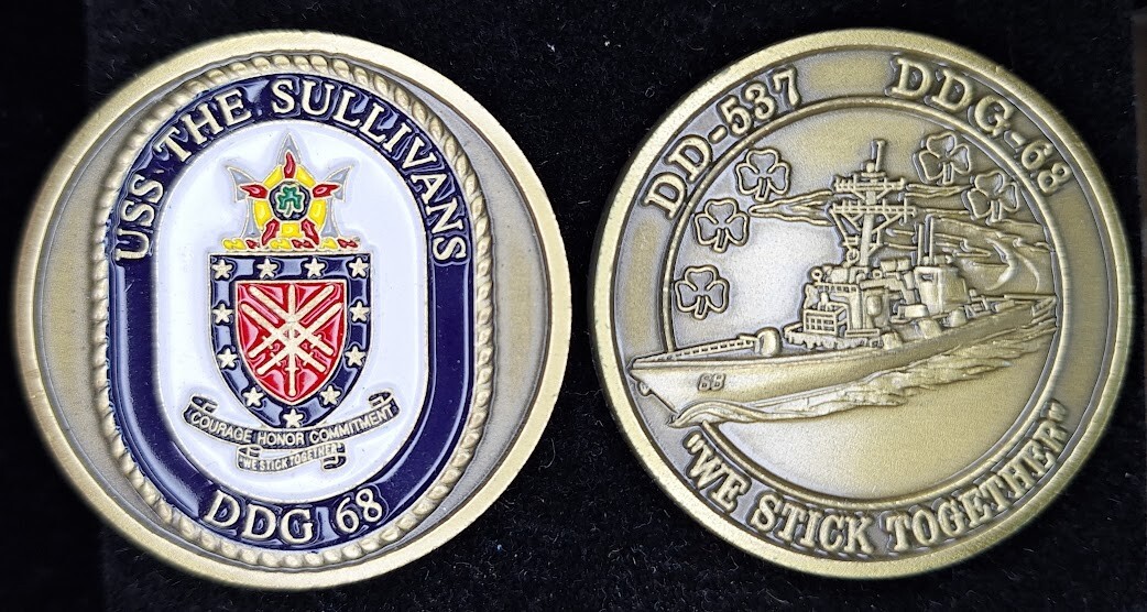 DDG-68 USS THE SULLIVANS - We Stick Together - Navy Challenge Coin