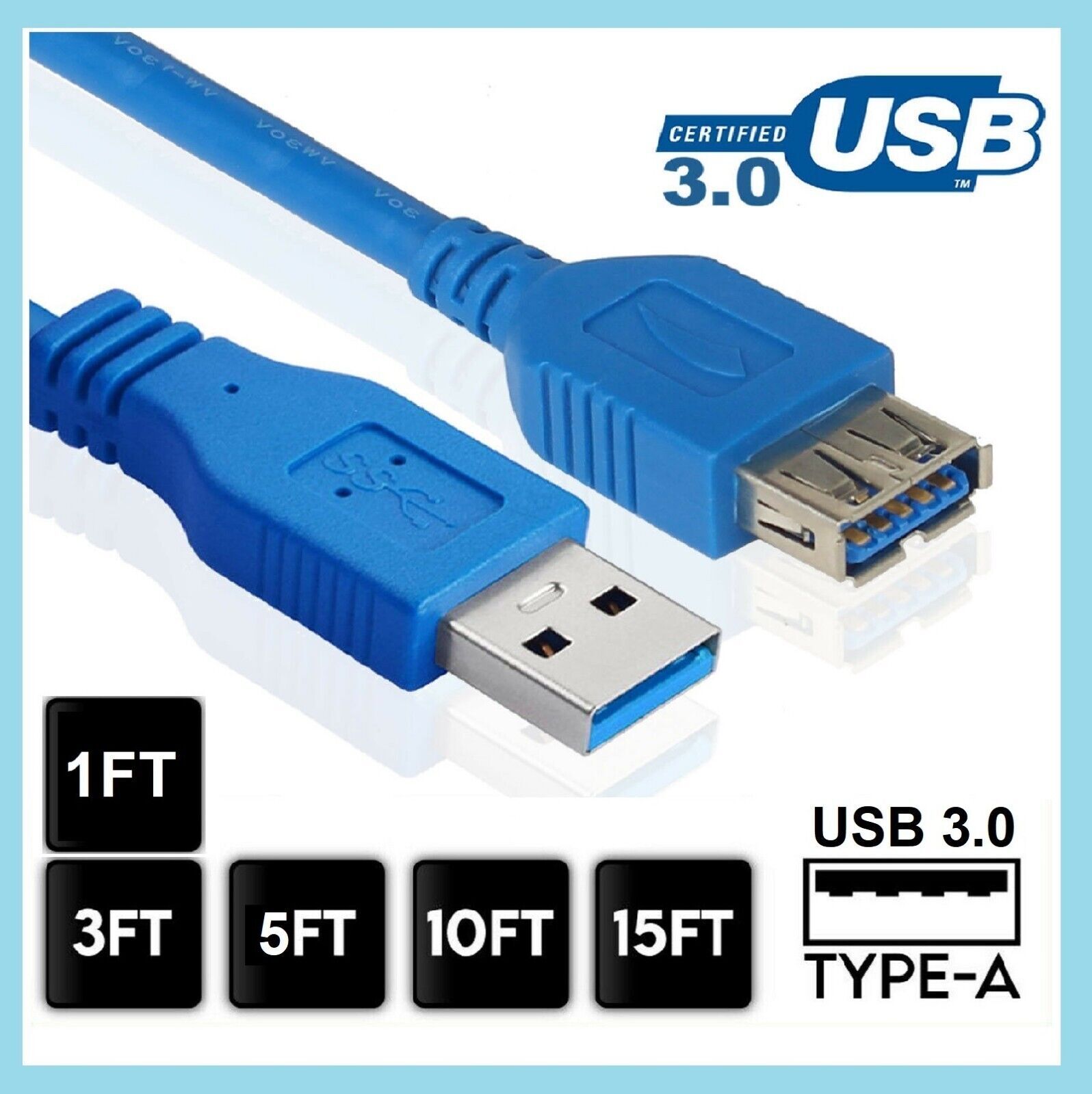 LOT USB 2.0 3.0 Extension Extender Cable Cord A Male to Female 1-16FT HIGH SPEED