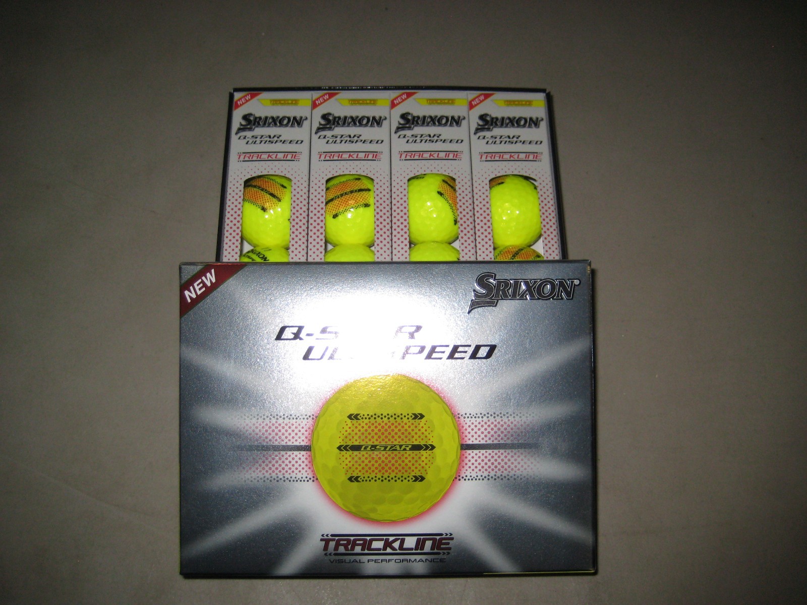 2 dozen BRAND NEW Srixon Q Star Ultispeed mens  golf balls Yellow Trackline