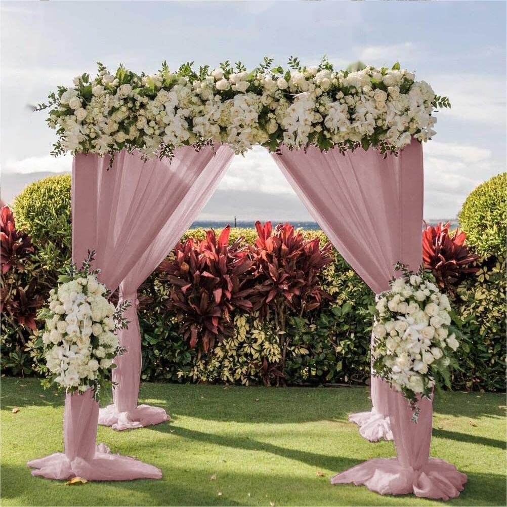 1 Panel Dusty Rose Wedding Arch Drapery 6 Yards Long and 30'' Wide Sheer Chif...