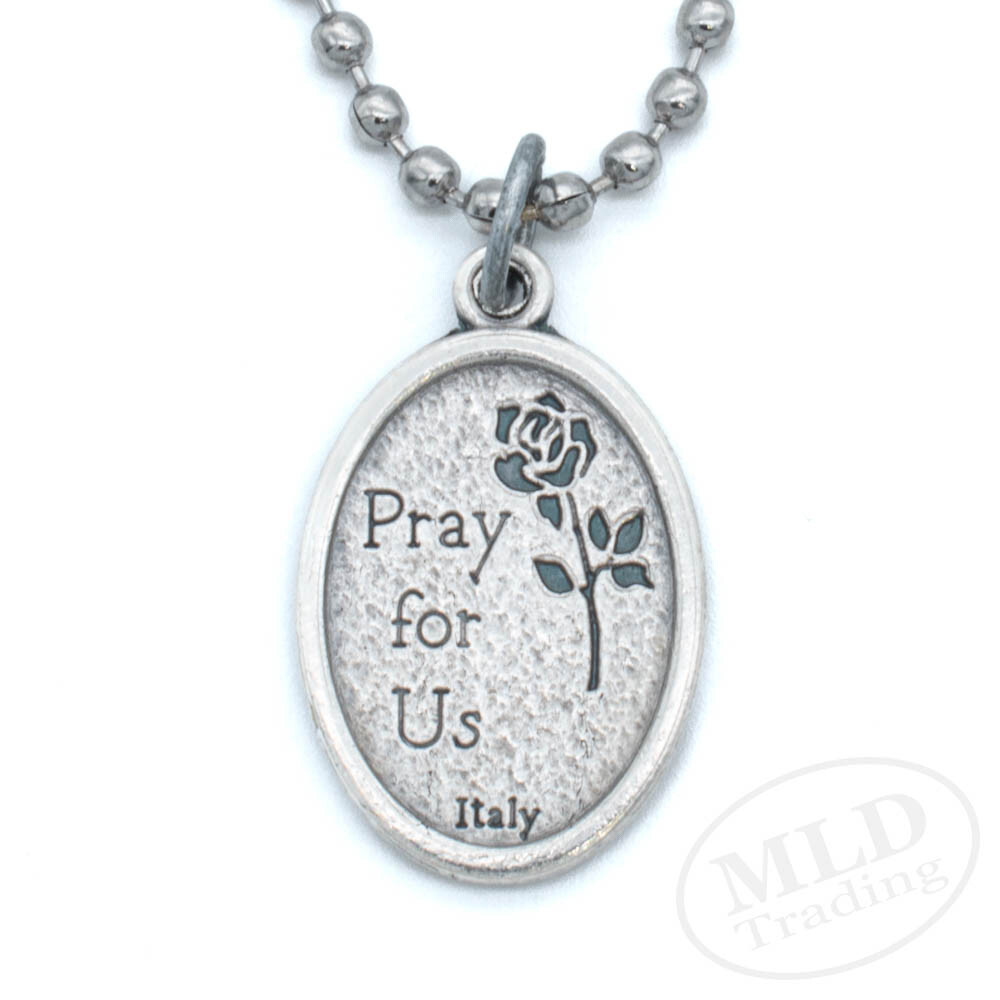 Saint St Jude Medal Pendant Necklace - Zinc Alloy, Made in Italy, 1" w 24" Chain