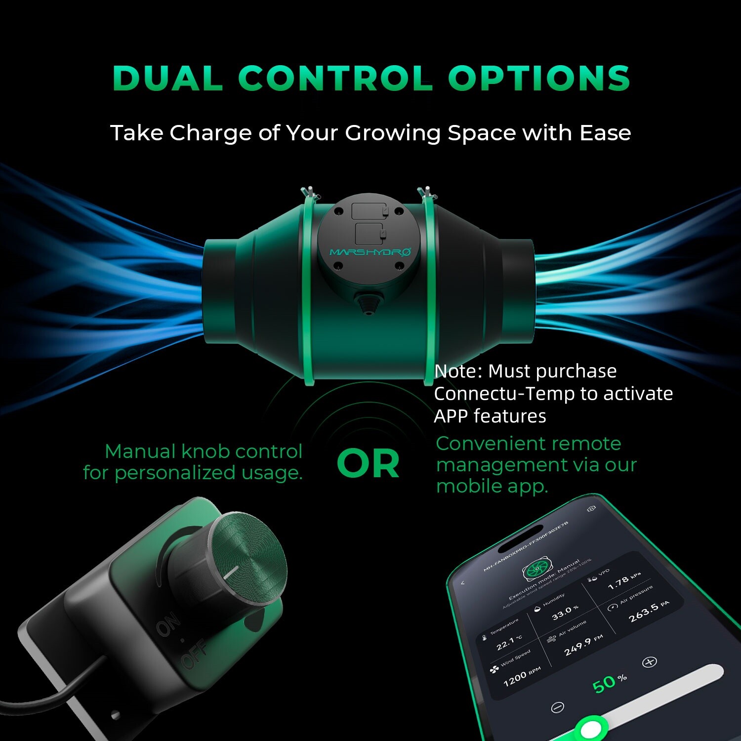 Mars Hydro Ifresh 4"Inline Fan Carbon Filter Kit Smart APP Control for Grow Tent