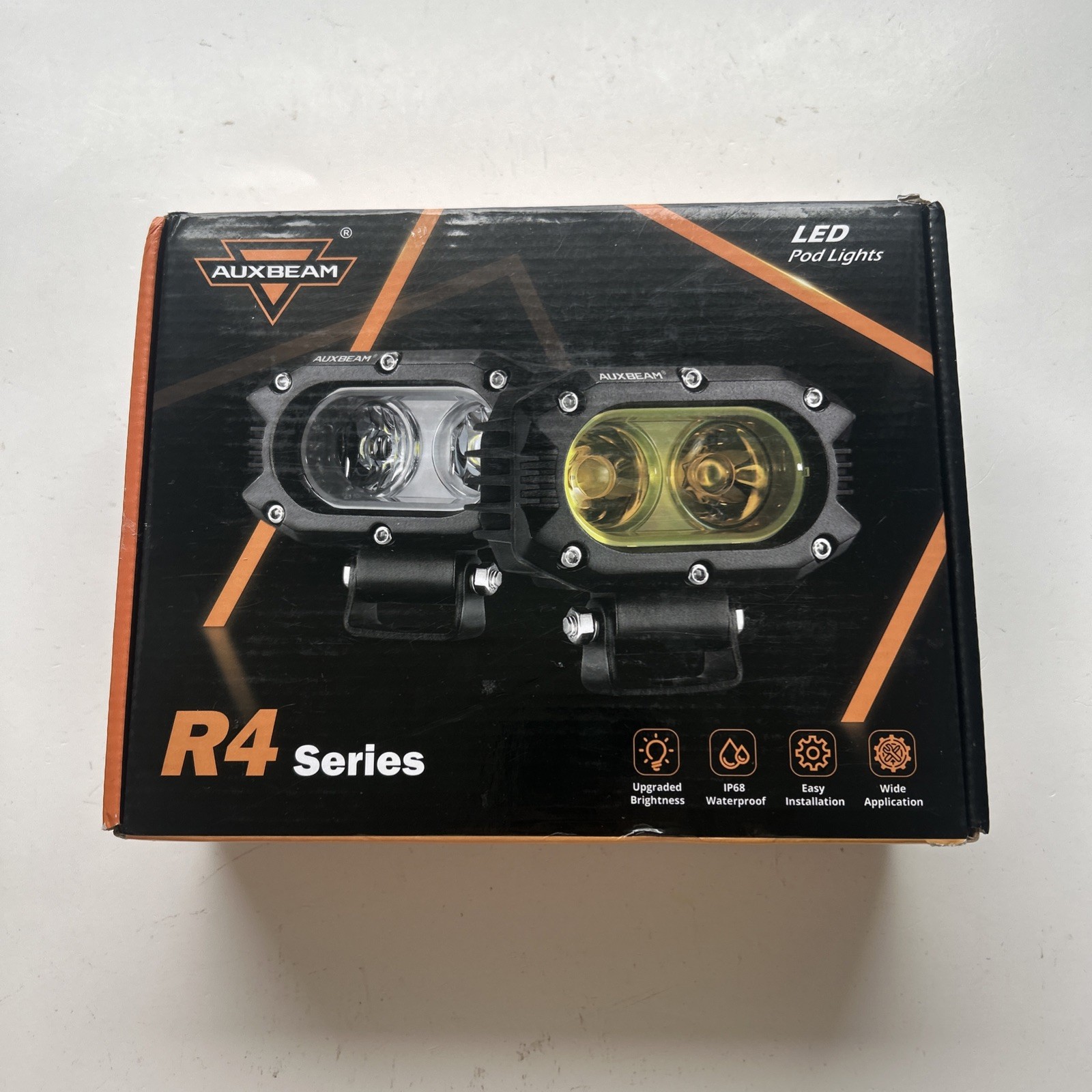 Auxbeam 4” LED Light Pods, 60W Square Offroad Driving Light Super Bright 120°