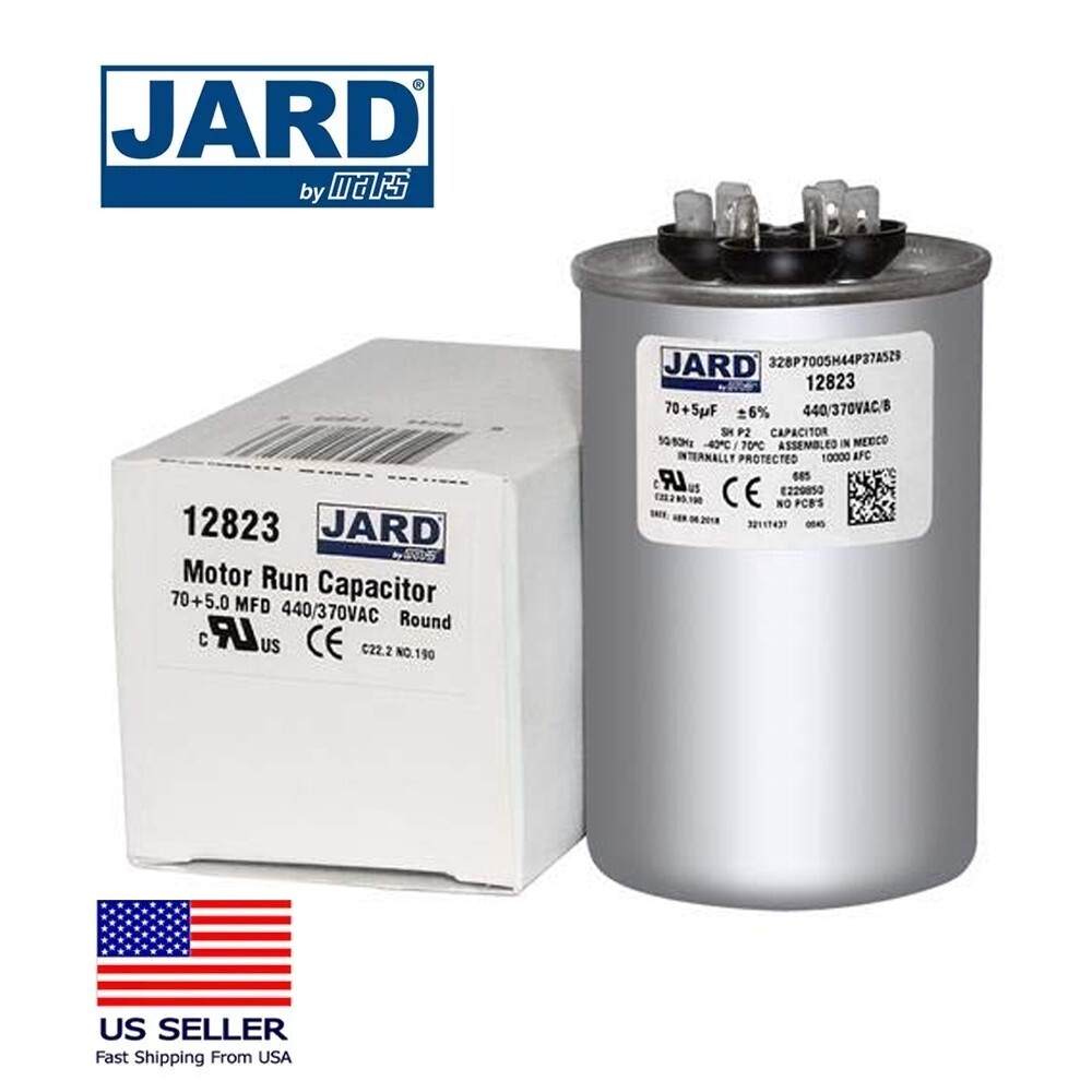 MARS/JARD 12823 70 + 5 MFD 440v ROUND MOTOR RUN CAPACITOR