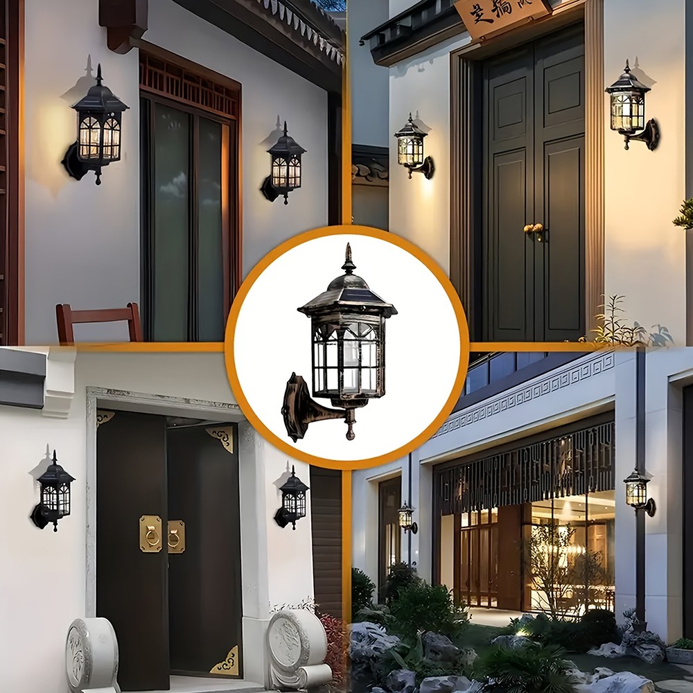 2PCS Solar Wall Lantern Light Dusk To Dawn LED Sconce Lamp Porch Outdoor Lamp