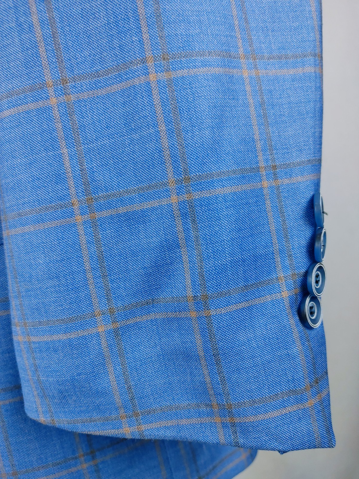 Hart Schaffner Marx Blazer Men 42S Plaid Royal Light Blue Sport Coat Jacket Wool