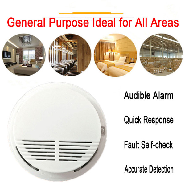 4-Pack Smoke Alarm Detectors, Home Fire Safety Sensors with Built-in Batteries