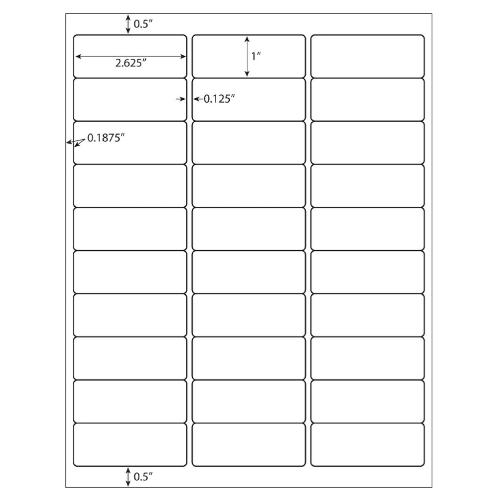 1 x 2 5/8 60000 Address Laser Ink Jet Shipping Labels 2.625 x 1 30UP 2000 Sheets