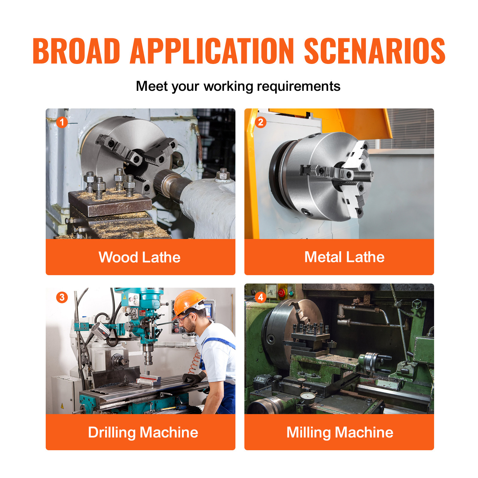 10'' 3-Jaw Lathe Chuck Self-Centering Lathe Chuck for Grinding Drilling