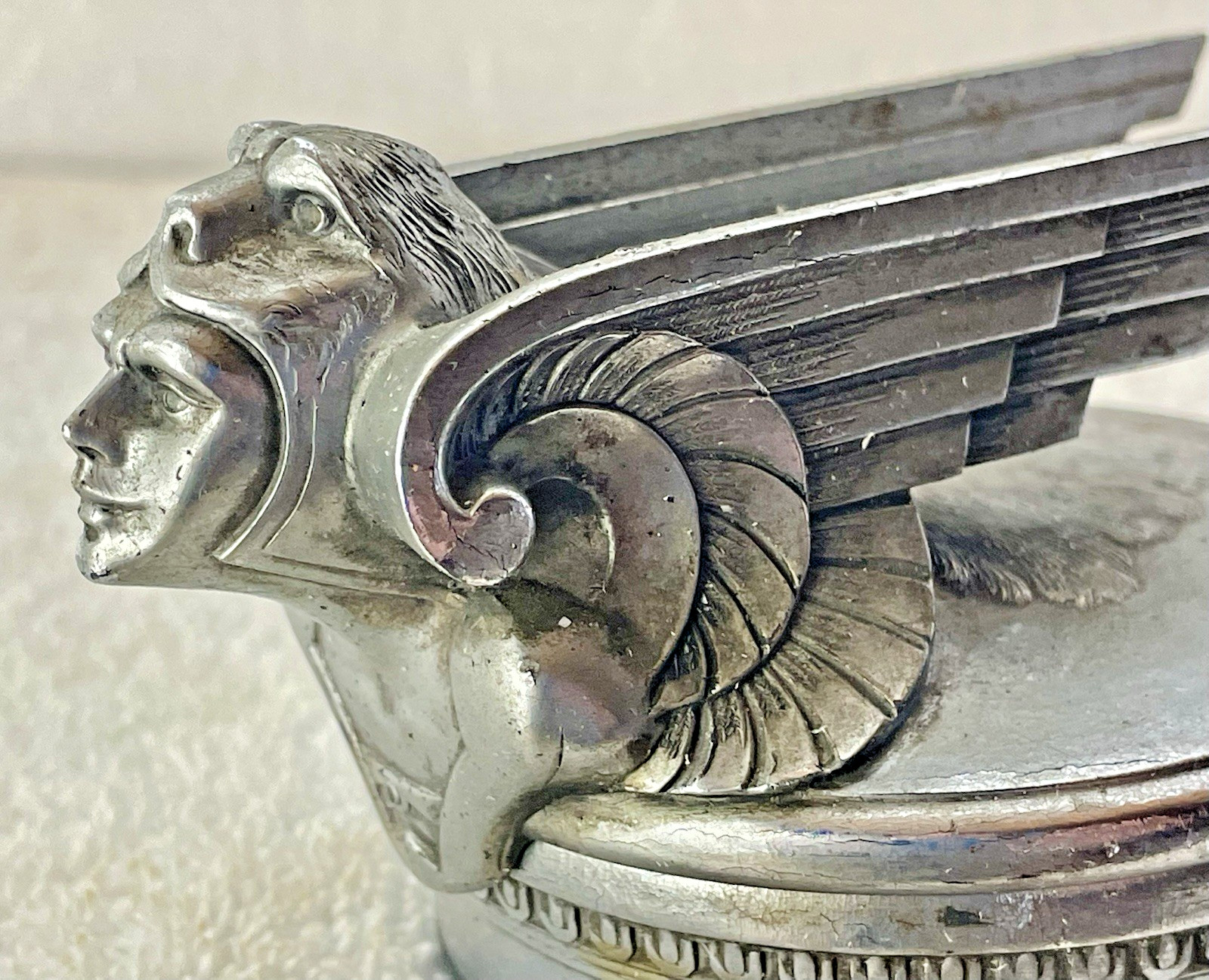 1929-1930 Chevrolet Winged Viking Aviator Radiator Cap Hood Ornament Art Deco