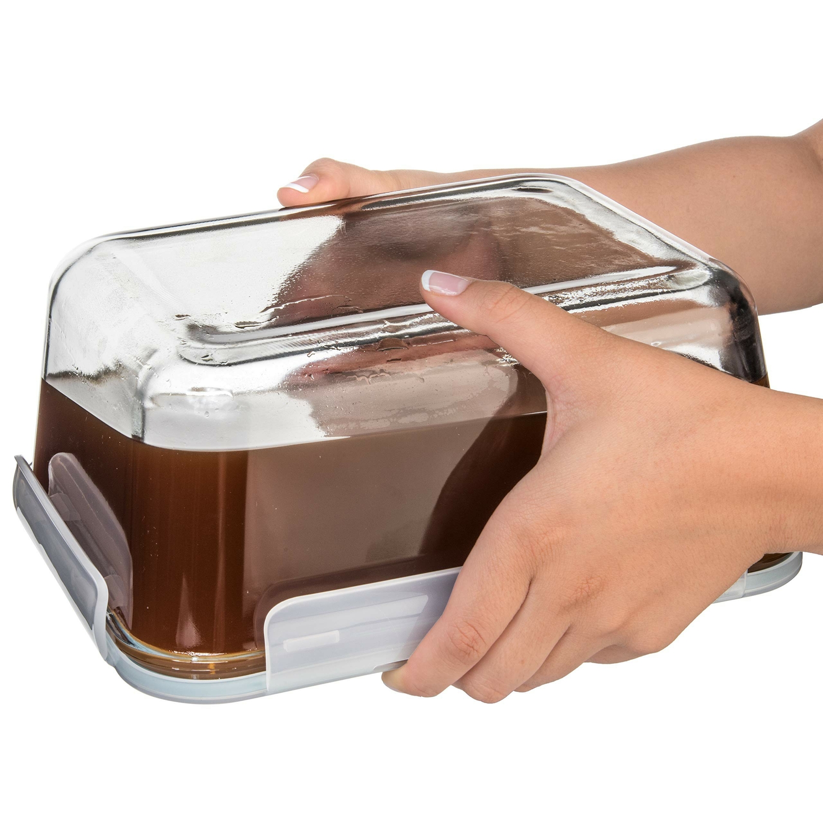 14 Cup/ 112 oz LARGE Glass Food Storage Container with Locking Lid. Ideal for...