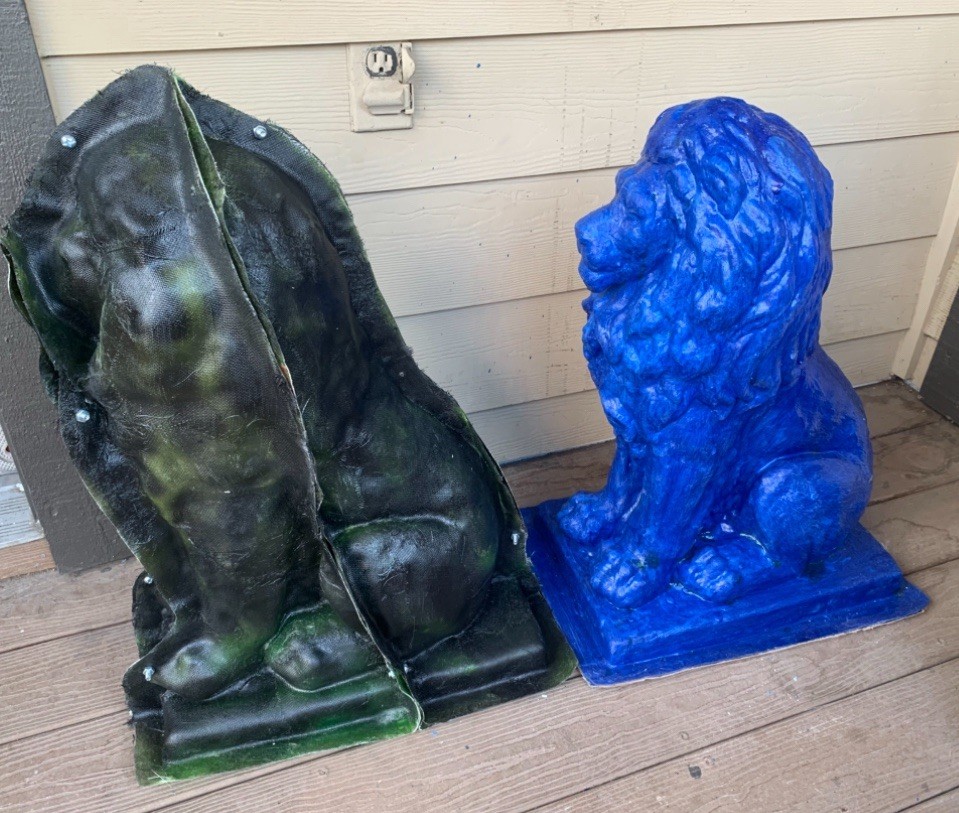 LATEX RUBBER MOLD + Fiberglass casing Large Lion H. 27” YKM-5084A Made In USA