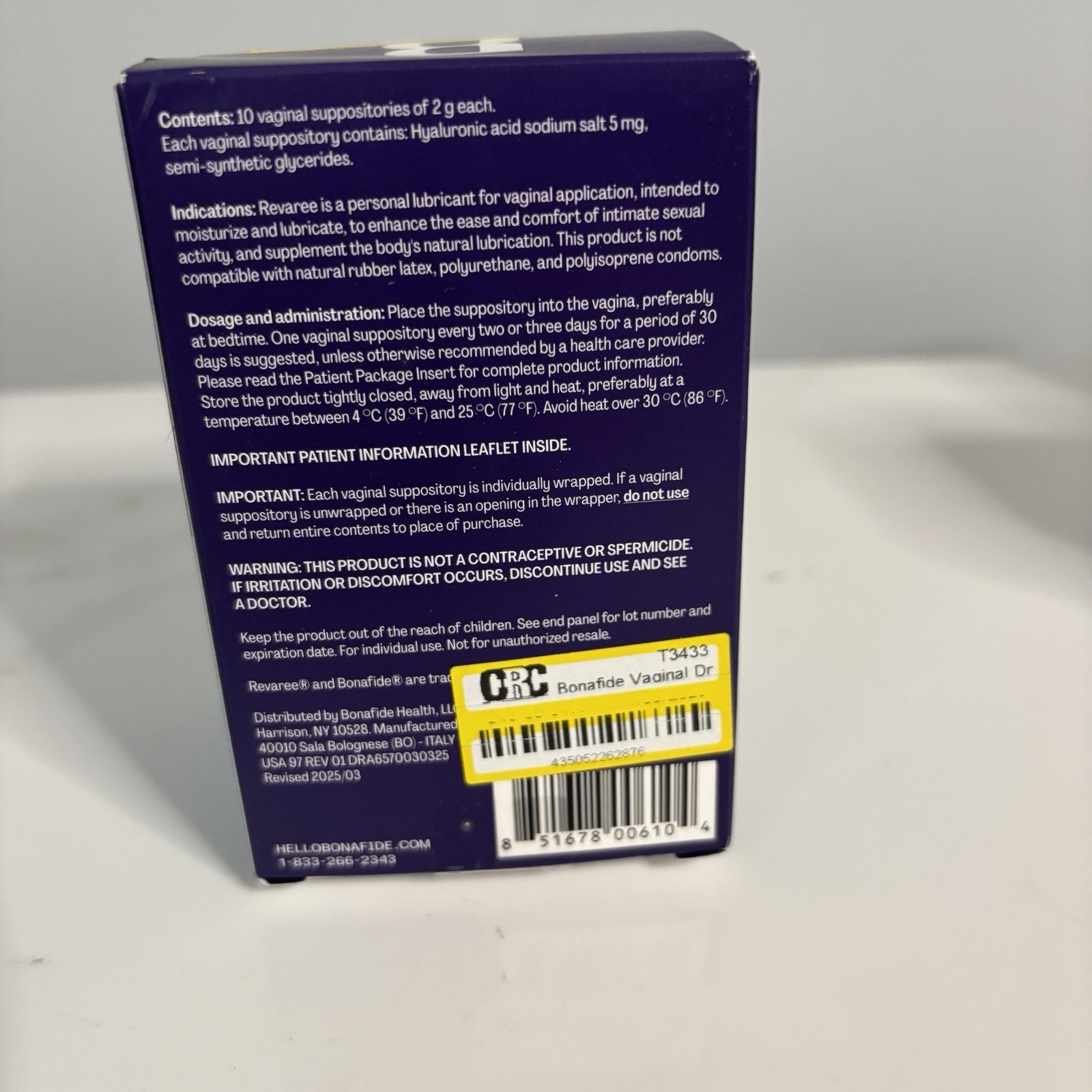 Lot of 4 Bonafide Revaree 10 ct Vaginal Moisturizer Suppositories NEW Exp 6/2028