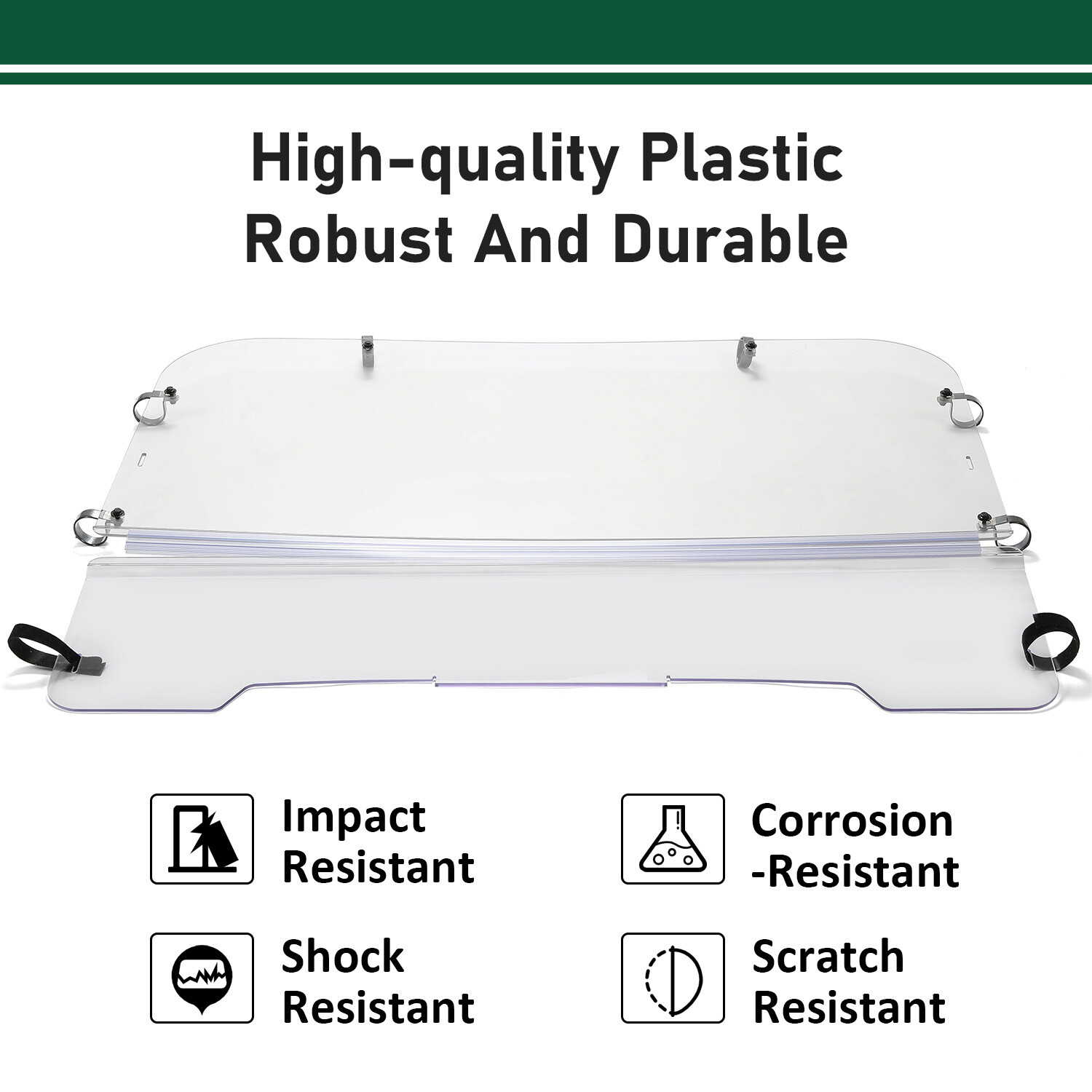 Front Clear Fold Full Windshield For 2001-2008 Kawasaki Mule 3000 & 3010