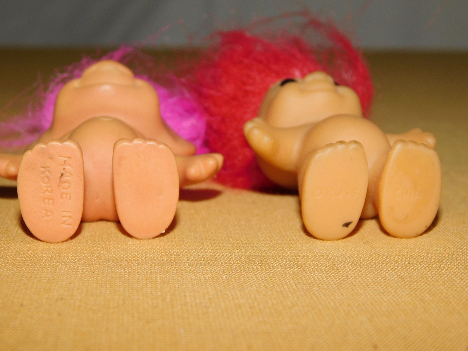 VINTAGE TOY 2 MADE IN KOREA TROLL DOLLS 2 1/4" HIGH