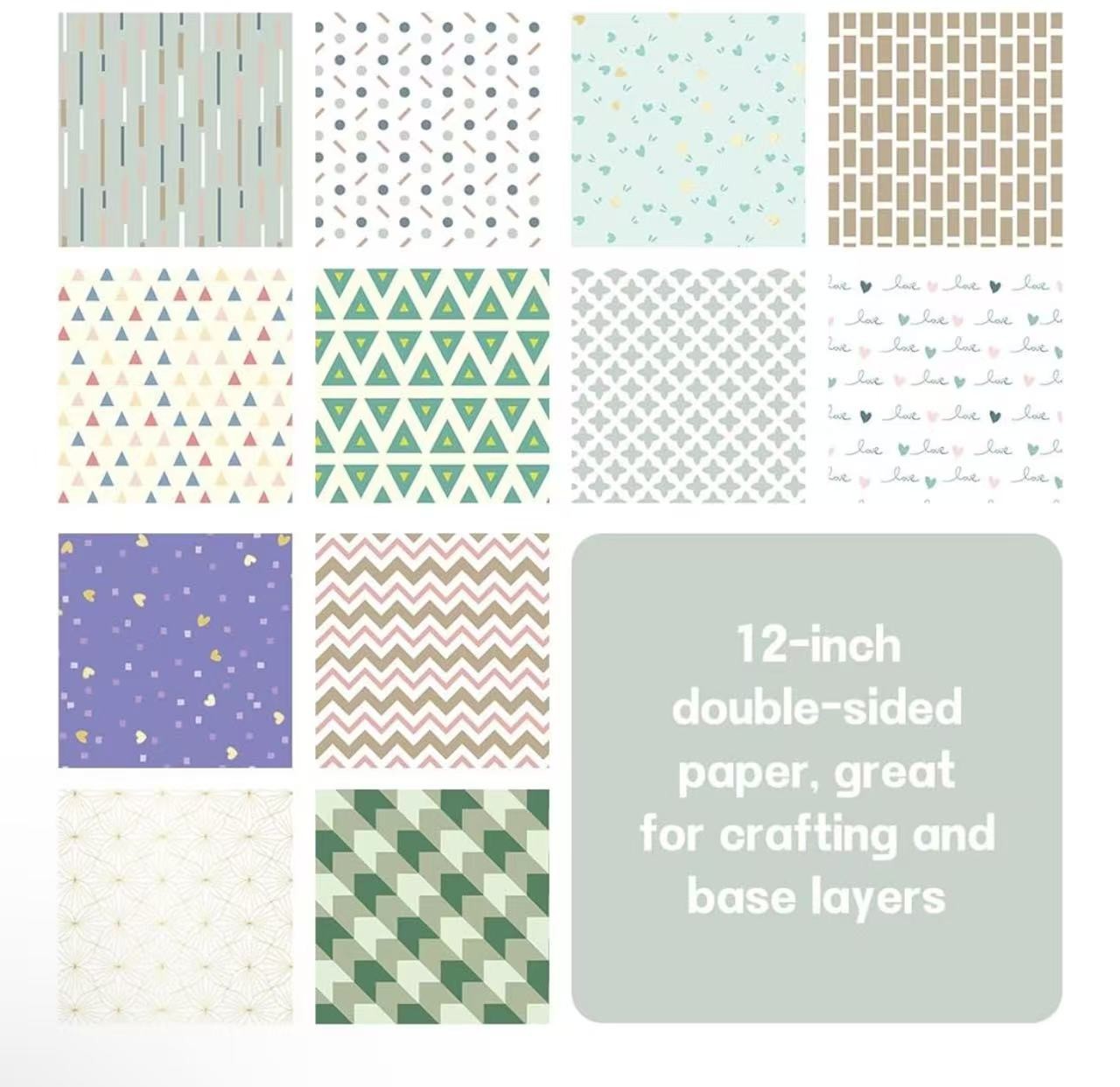 Boho Scrapbook Paper 12x12 180G Double-Sided Decorative Paper for Scrapbooking,