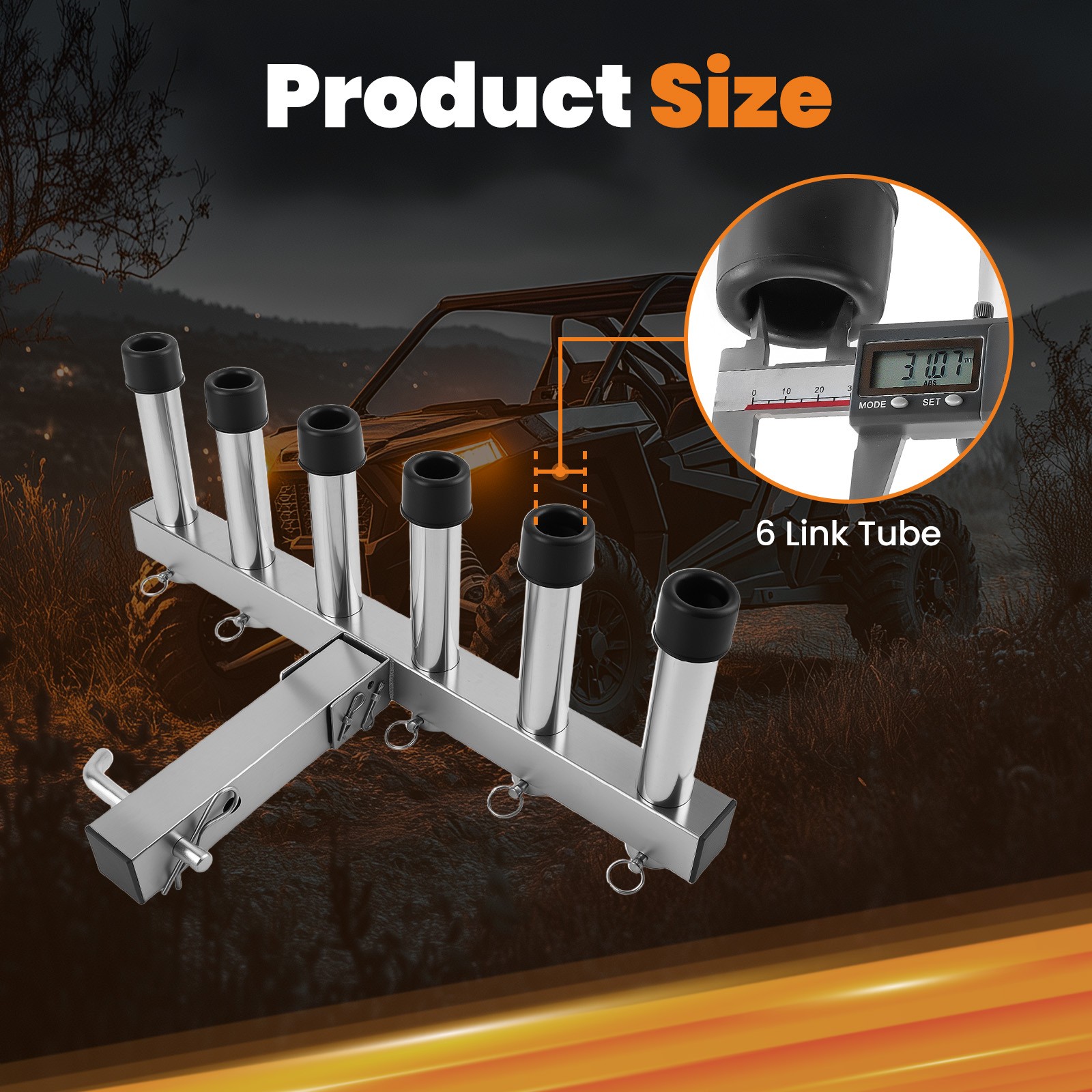 Truck Hitch Car Fishing Rod Holder For 2" Hitch Receiver Mount 6 Tube Stainless