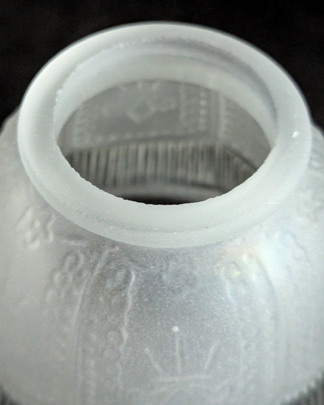 NOS! Bell-Shaped Clear Ribbed Frosted Glass Shade, 2-1/4” Fitter, 5” dia.