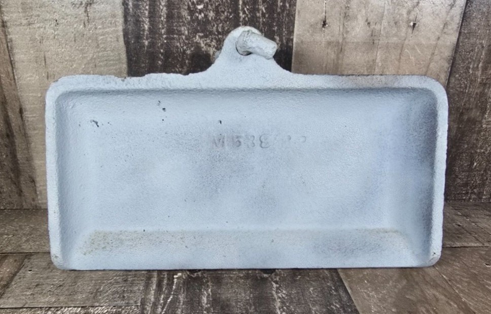 ANTIQUE McCormick Tool Box Lid Cast Iron Tractor Horse Mower Implement M539
