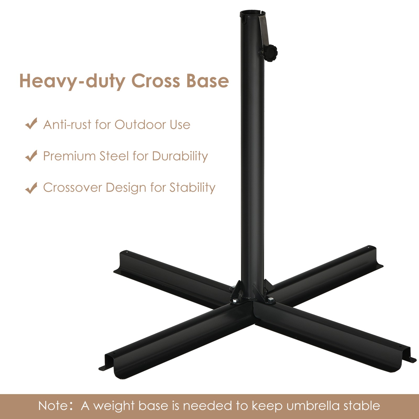 10FT Patio Offset Hanging Umbrella Cantilever Umbrella w/ Tilt Adjustment Tan