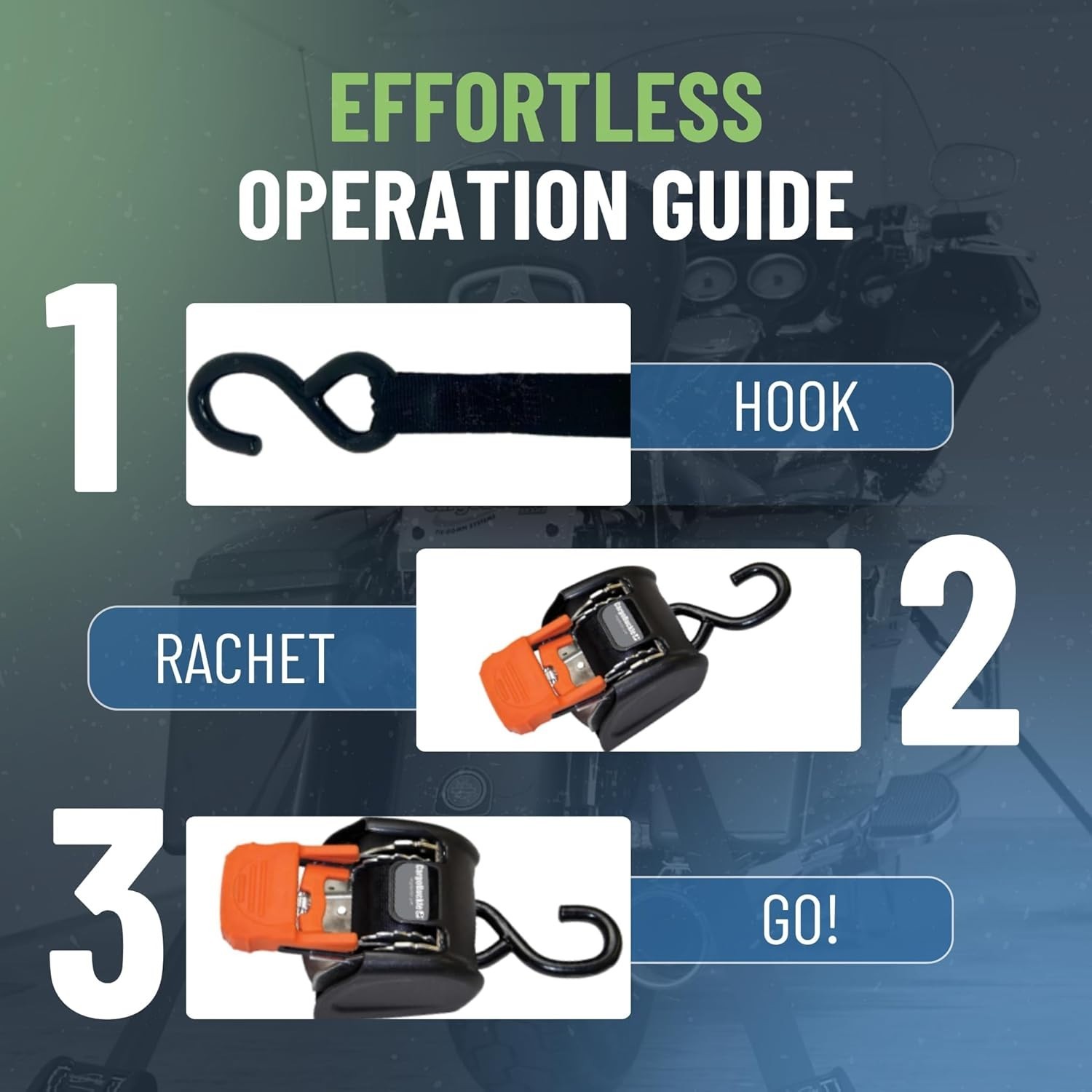 Reliable G3 Self-Retracting Ratchet Straps - Heavy Duty, 2-Inch x 6-Feet, 2-Pack