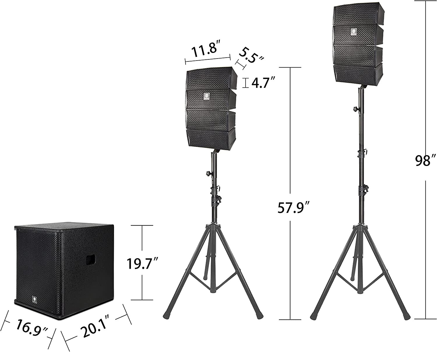 proreck CLUB 3500 PA Speaker System DJ Powered Combo Set 15 inch subwoofer 3000W