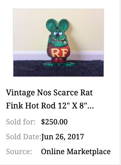 VINTAGE RATFINK DRIVES CAR W/ WOMAN MONSTER 12" METAL GASOLINE OIL RAT FINK SIGN