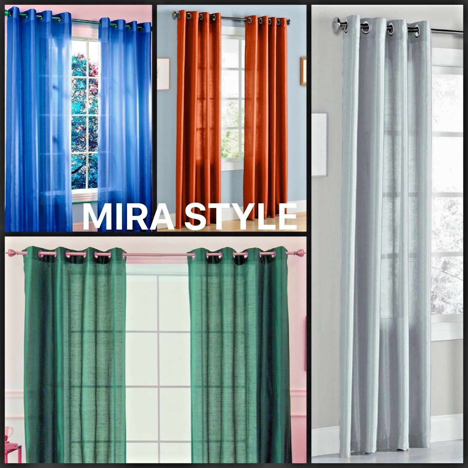 2Pc Semi Sheer Window Curtain DRESSING Home Grommets Top Solid Color MIRA