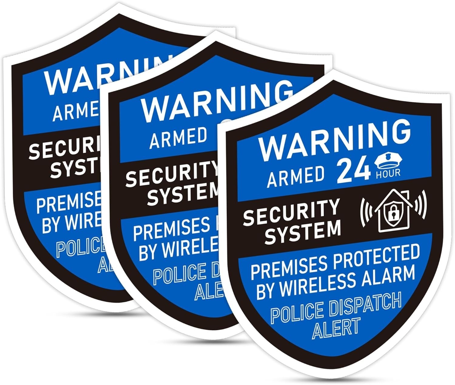 3PCS Security Alarm System Sign for Home, Self-Adhesive Weatherproof Warning Sti