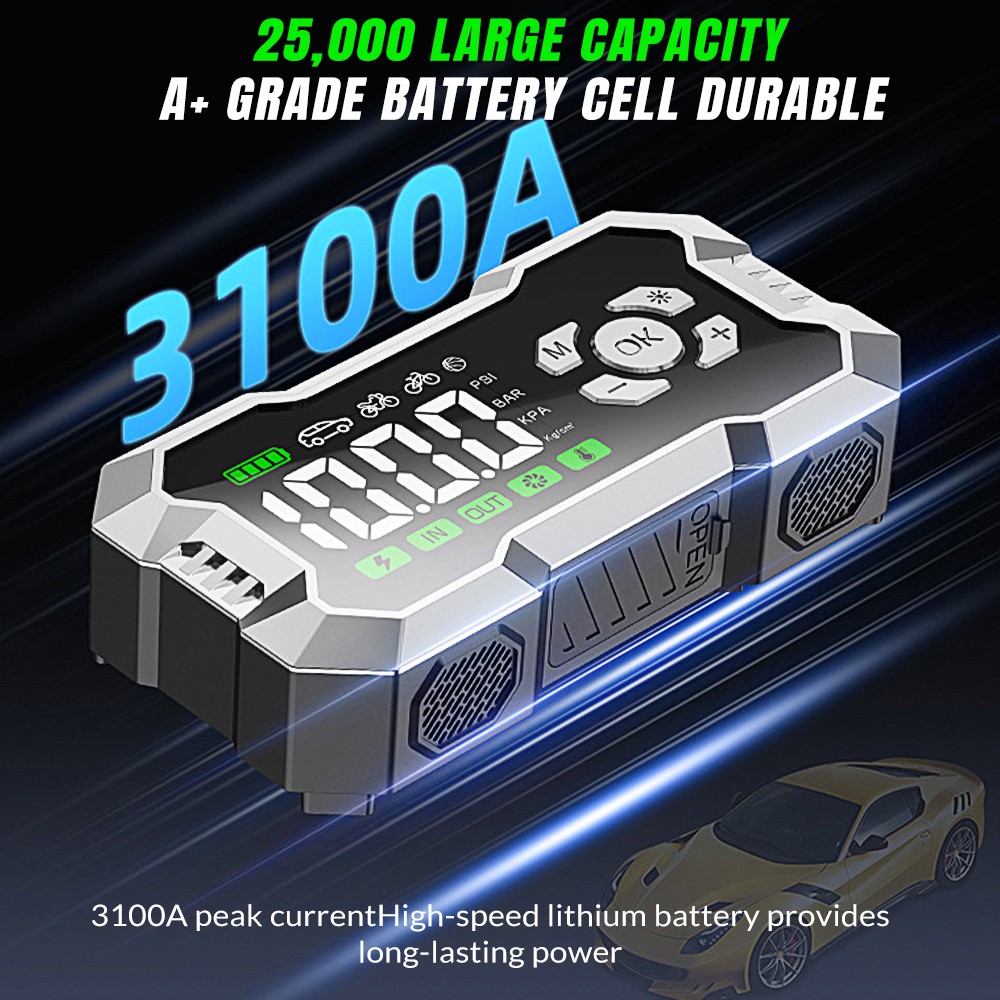 99800mAh Car Jump Starter with Air Compressor Battery Jumper Box Charger Booster