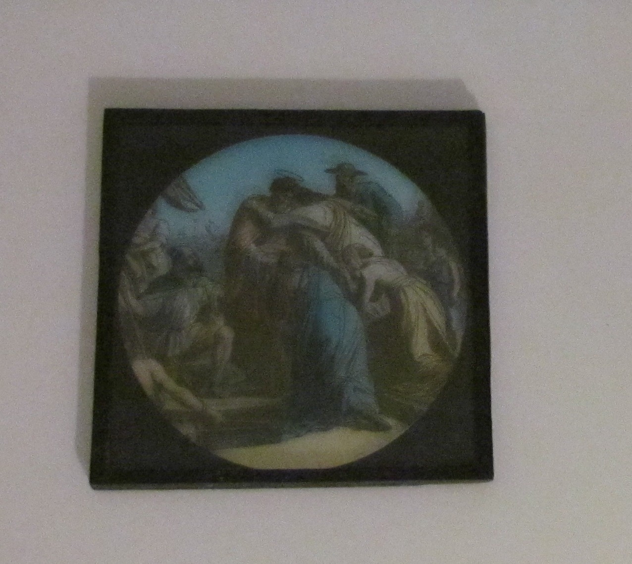COLOUR Glass Magic Lantern Slide GROUP WITH ST PAUL ? C1890 RELIGIOUS DRAWING