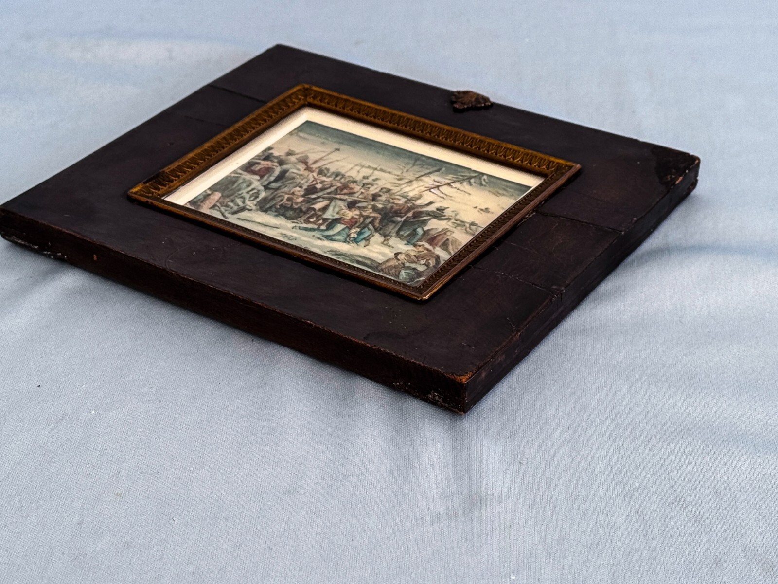 19C Hand Painted Battle Scene France Emperor Napoleon 1812 Russia Campaign