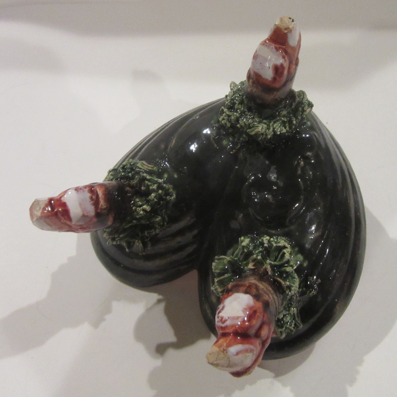 Ca 1880 Majolica Palissy Ware Open Salt Mussel Shells Crab Legs