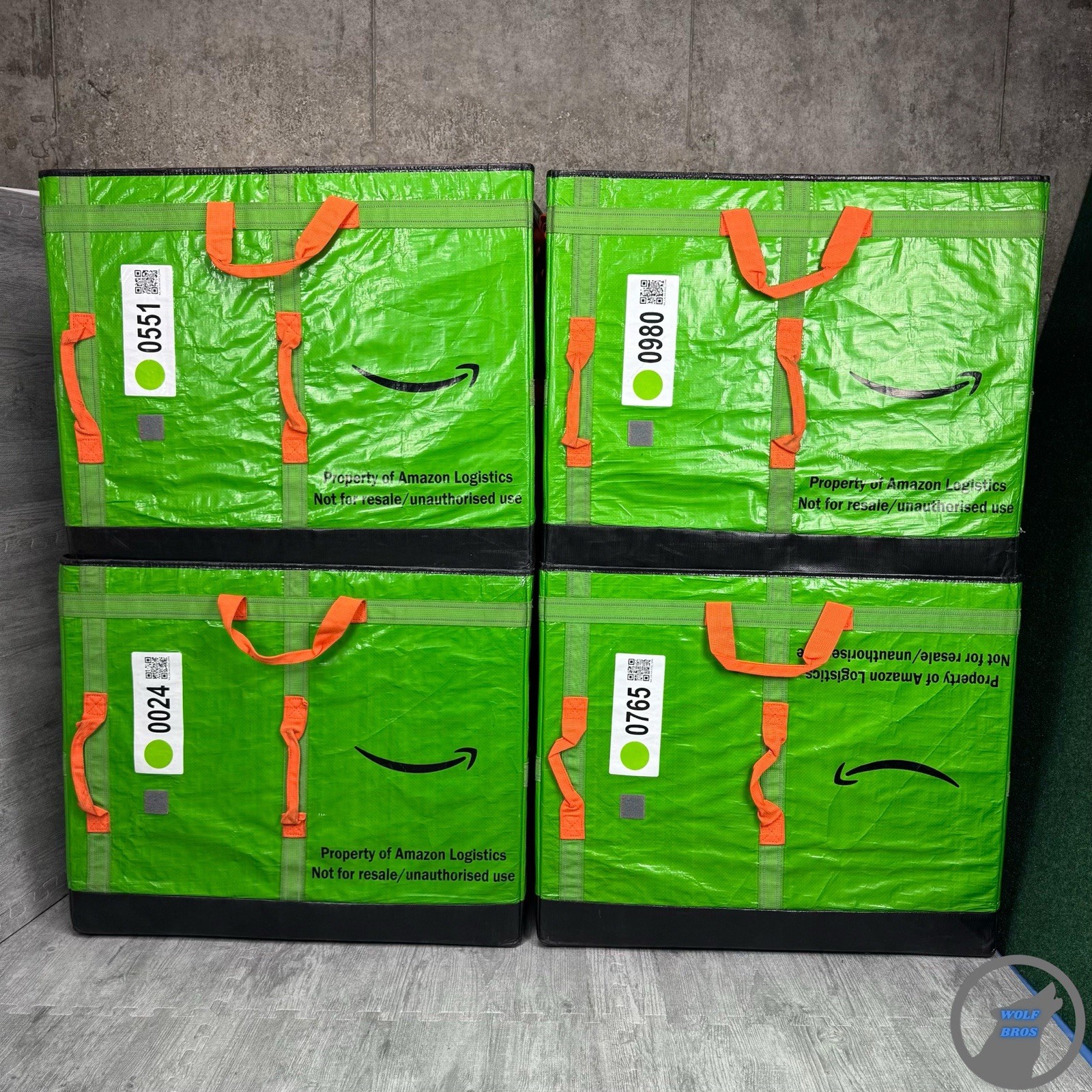 LOT OF 4 PREMIUM AMAZON COURIER DELIVERY CURRENT STYLE TOTE BAGS 28x24x20 GREEN