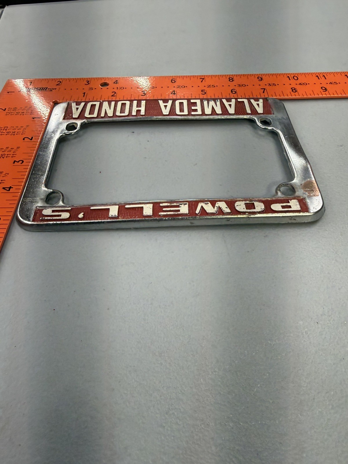 RARE Vintage Powells Honda Alameda California Metal Motorcycle License Frame