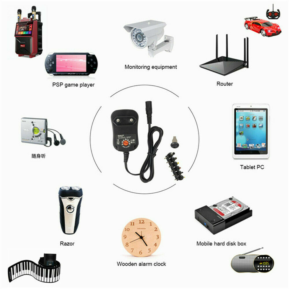 12W 3V-12V Universal AC Adapter Power Supply Wall Charger Cord for DC Charger US