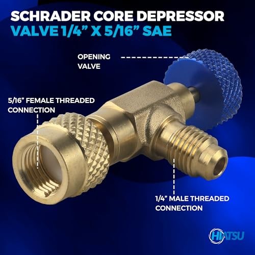Schrader Core Depressor Valve 1/4” x 5/16” SAE – Heavy-Duty Brass HVAC FSVH-2