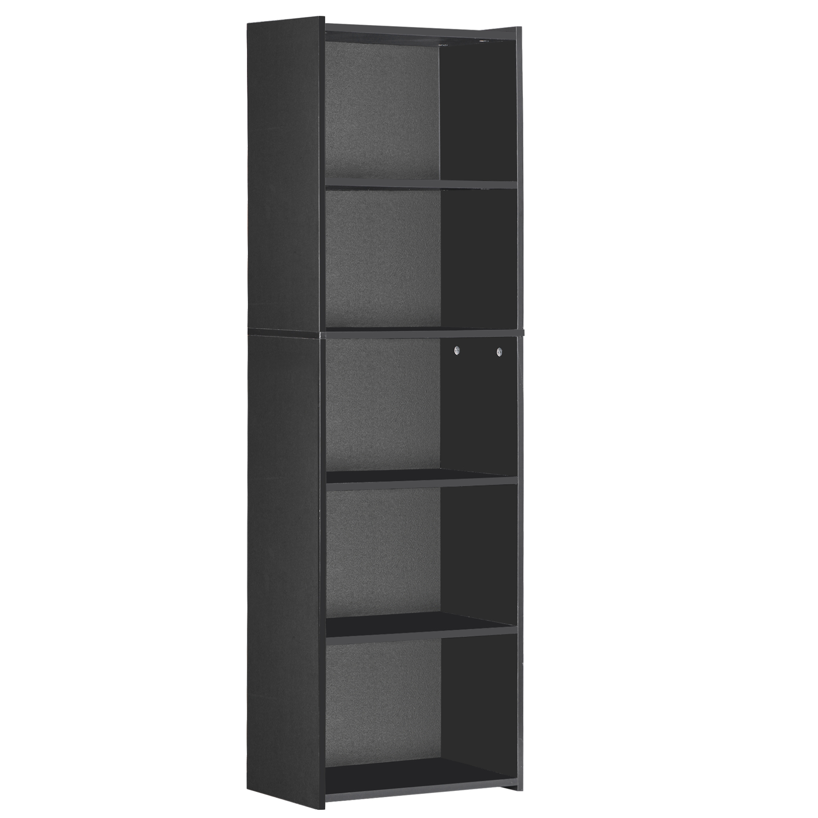 5-Tier Bookcase Freestanding Wood Open Bookshelf Storage Rack for Bedroom Black