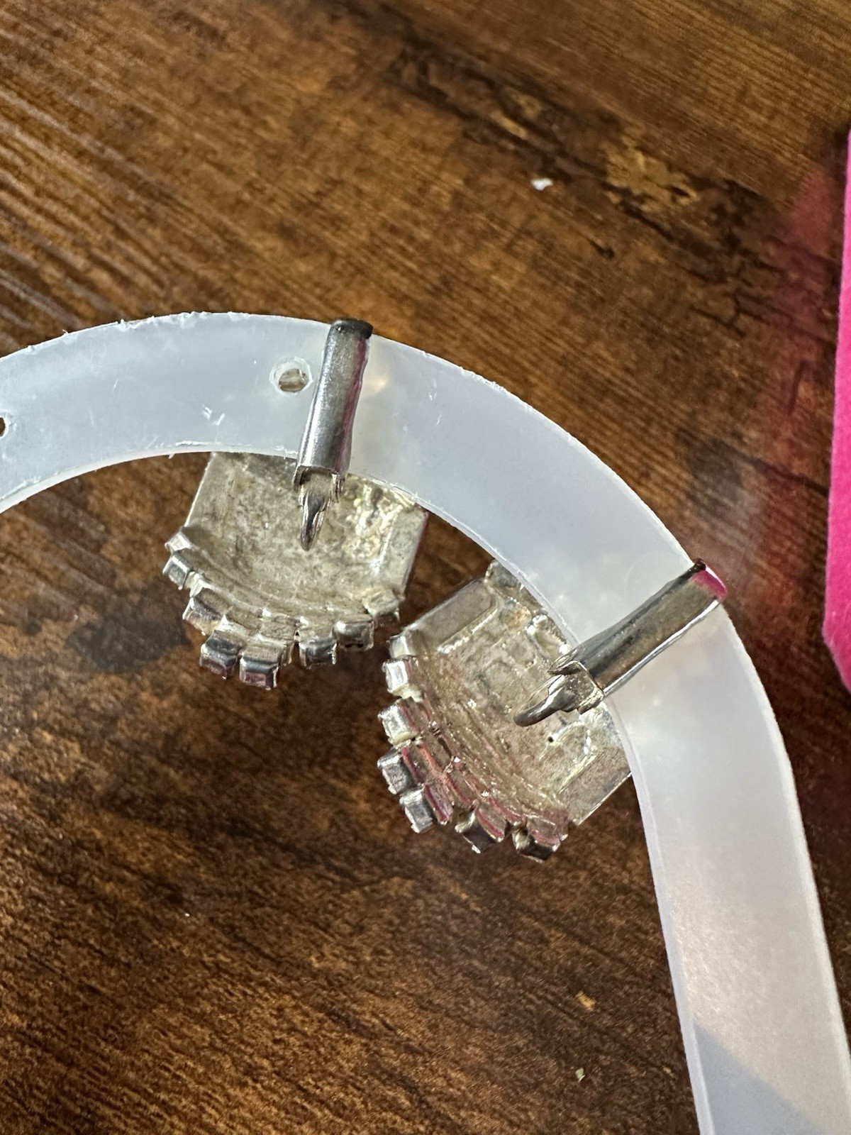 Vintage 1990s LORD & TAYLOR Clear Rhinestone Clip On Earrings Domed Shape